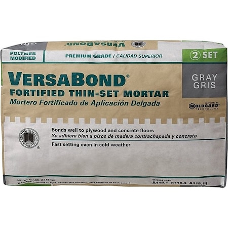 Custom Building Products VersaBond Flex Series Thin-Set Mortar, Gray, Powder, 50 lb, Bag MTSG50
