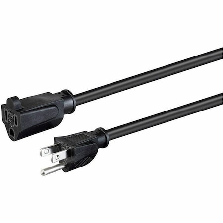 Monoprice SJTW Extension Cord, 14 AWG, Indoor, 14/3, 1 Outlets, 5-15R, Black, 5-15P, 3 ft 35046
