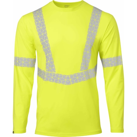 Ironwear Elastex Class 3 Hi Vis Long Sleeve Safety Shirt with GeoFlect Reflective Tape , Lime, 4X-Large 7144-L-4XL