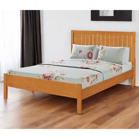 Homeroots Brown Solid Wood Queen Bed Frame 523628