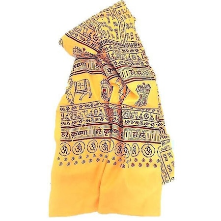Omsutra OM703012-Yellow Hare Krishna OM Meditation Yoga Prayer Shawl - Yellow OM703012_Yellow