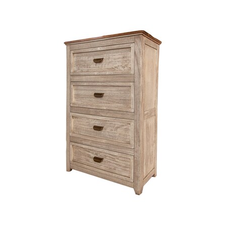 Homeroots 37" Cream Solid Wood Four Drawer Chest 524588