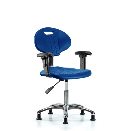 Blue Ridge Ergonomics Erie Poly Chair Chrome, Desk, Arms, Glides, Blue BR-TPDHCH-CR-A1-RG-BLU