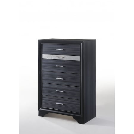 Homeroots 34" Black Solid Wood Six Drawer Chest 348187