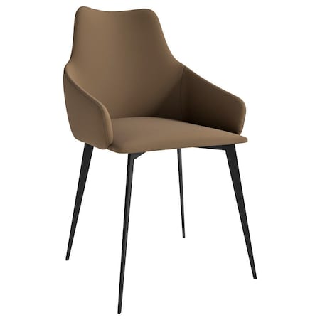 Leisuremod Sonnet Modern Dining Chair in Light Brown Fabric and Iron Legs SC51LBR