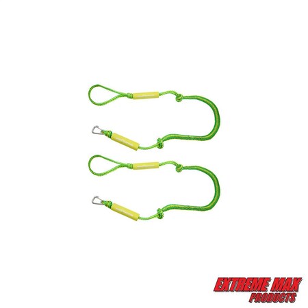 Extreme Max Extreme Max 3006.3108 BoatTector PWC Bungee Dock Line Value 2-Pack - 5', Green/Yellow 3006.3108
