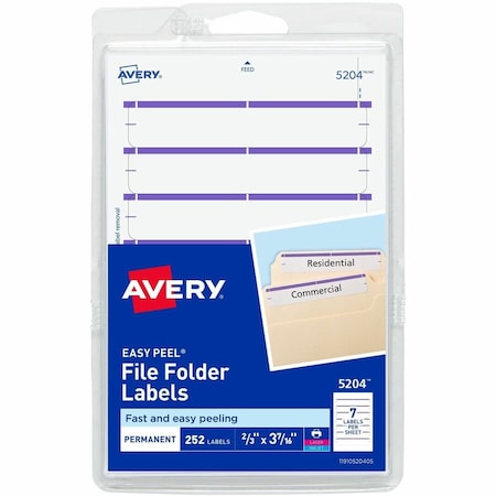 Avery File Filder Label, Purple, Paper, PK252 AVE05204