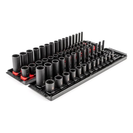 Tekton 1/4 in Drive Impact Socket Set, Metric, SAE, 58 pcs SID90205
