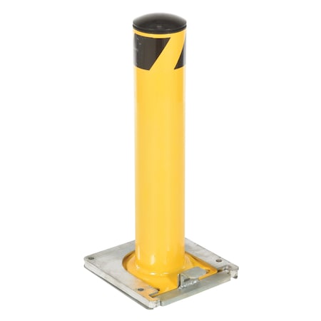 Vestil Steel Surface Mounted Removable Pipe Safety Bollard 24 In. x 4-1/2 In. Yellow BOL-RF-24-4.5
