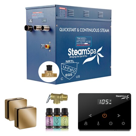 Steamspa Oasis 12KW Steam Generator with Continuous Steam Wireless Control and Auto-Drain in Gold OAWS1200GD-A