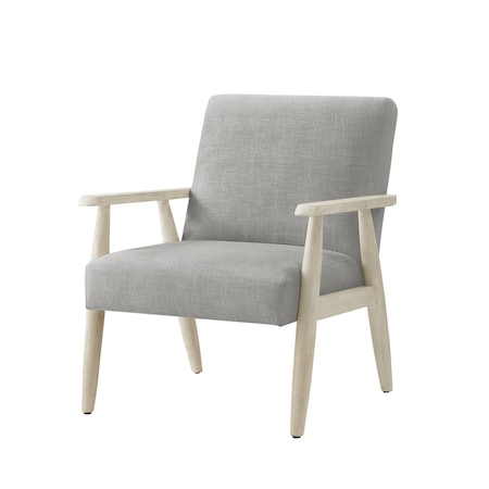 Homeroots 30" Gray And Cream Linen Arm Chair 533963