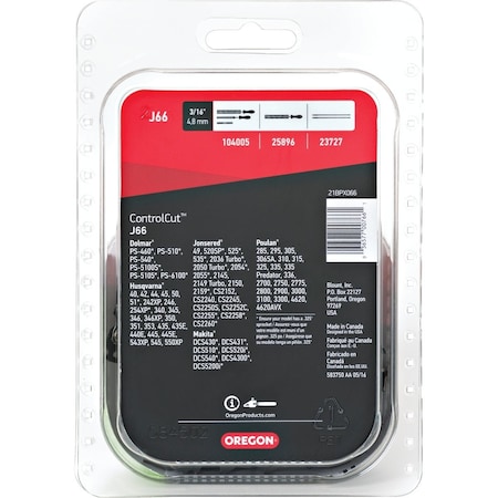 Oregon ControlCut Saw Chain for 16'' Bar - 66 Drive Links - fits Husqvarna Poulan Makita Jonsered & others J66