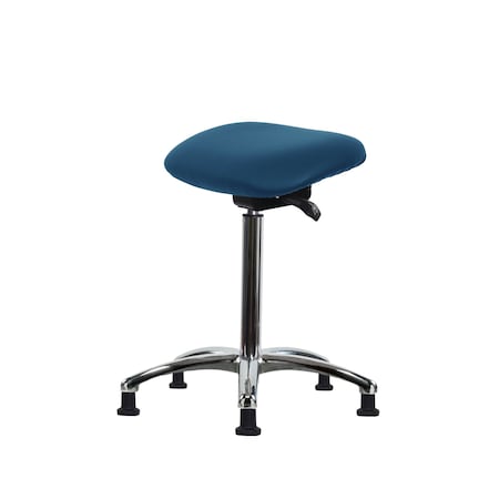 Blue Ridge Ergonomics Vinyl Sit-Stand Chrome - Standing Height with Stationary Glides in Marine Blue Supernova Vinyl VSTSS-CR-NF-RG-8801