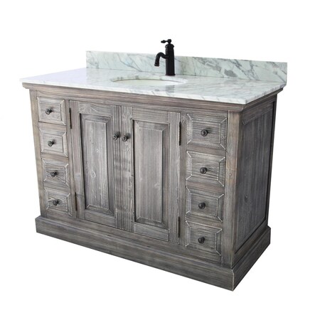 Infurniture WK1848-G plus CW Top 48 in. Rustic Solid Fir Sink Vanity In Grey-No Faucet WK1848-G+CW Top