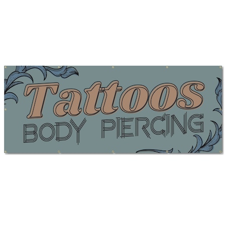Signmission Tattoos Piercing, 48 Inch, Banner B-120-30427