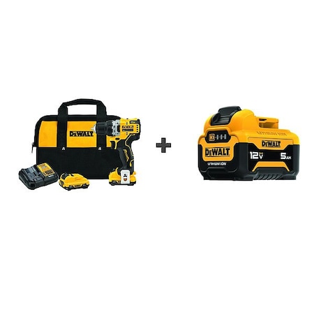 Stanley Drill, Cordless, 1,500 RPM, 12V DC DCD701F2/DCB126