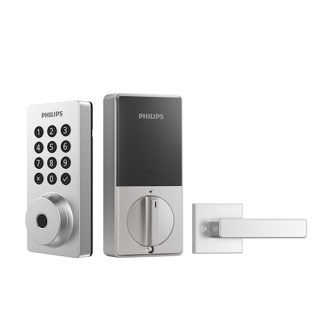 Philips Smart Wi-Fi Door Lock with Push Button Lighted Keypad and Lever Set DDLOM1042X-1HSL