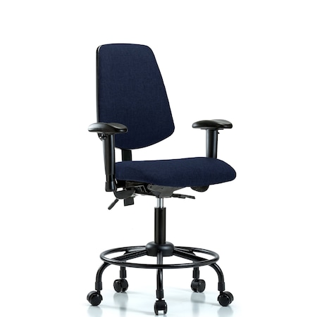 Blue Ridge Ergonomics Desk Chair Fab Desk Chair, Med, Bk, RT, AA, Cast, Navy, Adjustable Arms, 21" to 26" Height, Fabric BR-FDHCH-MB-RT-T0-A1-RC-F45
