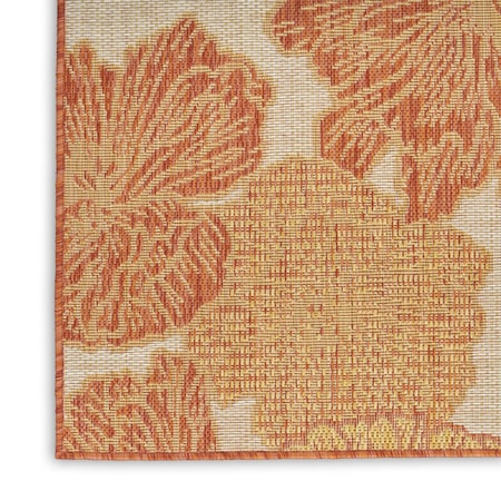 Homeroots 5' X 7' Coral And Ivory Floral Indoor Outdoor Area Rug 552490