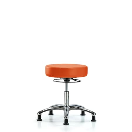Blue Ridge Ergonomics Desk Stool, Vinyl, Chrome, Glides, Orange BR-VDHSO-CR-RG-8613