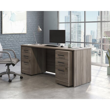 Officeworks By Sauder 2-File Double Ped Desk, 29.291 in H, 71.102 in W X Hudson Elm 431496