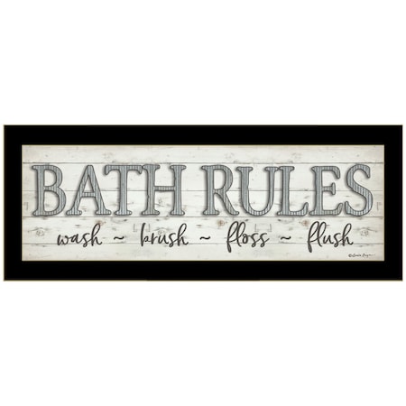 Homeroots Bath Rules 3 Black Framed Print Bathroom Wall Art 415849