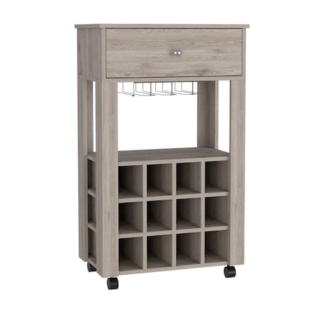 Homeroots Light Gray Rolling Bar Cart With Wine Storage 479945
