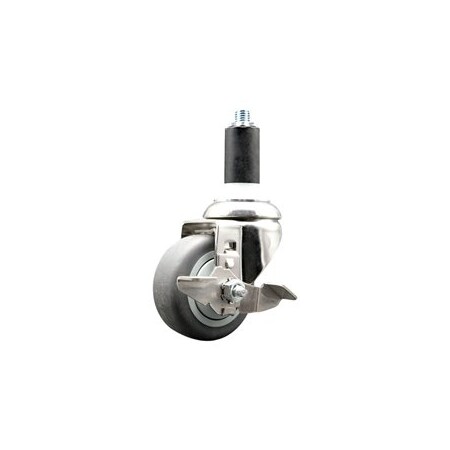Service Caster 3 Inch 316SS Thermoplastic Rubber Swivel 1-3/8 Inch Expanding Stem Caster Brake SCC-SS316EX20S314-TPRB-TLB-138