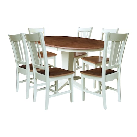 Whitewood Industries Rectangular Extension Dining Table W/ 6 Chairs, 36 in W, 30.1 in L, 48 in H, Parawood, 7 K79-36RXT-23B-C10-6