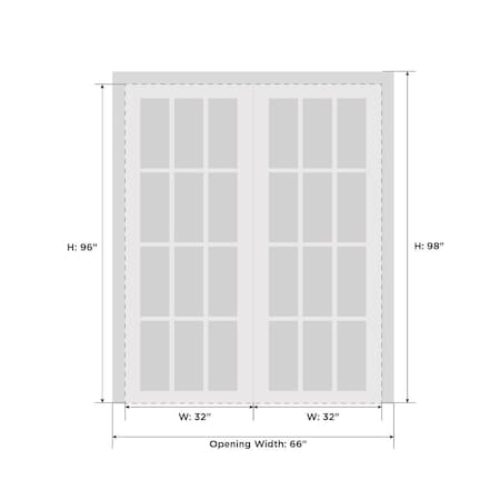 Sartodoors Double French Interior Door, 64" x 96", White QUADRO4115DD-WS-6496