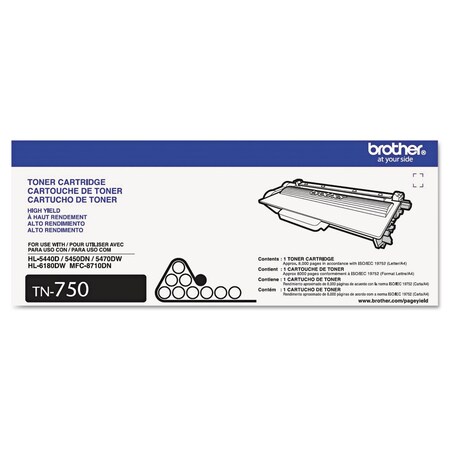 Brother High Yield Toner Cartridge, Black BRT-TN750