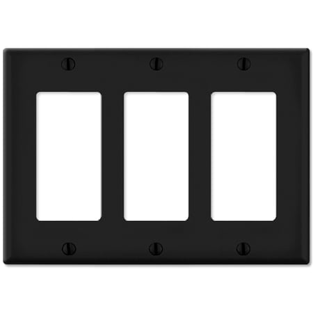 Ezgeneration LV80411x-LV80411E Decora Wallplate, 3 Gang, Black EZ307292
