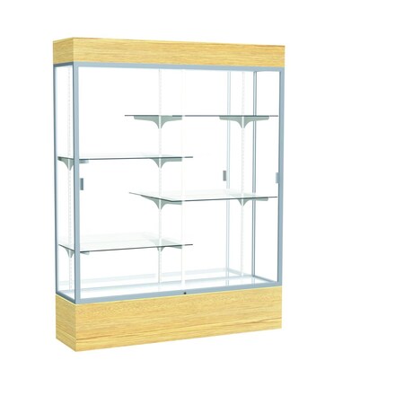 Ghent Lighted Floor Display Case 60x80x16, Mirror, Satin 2175MB-SN-LV