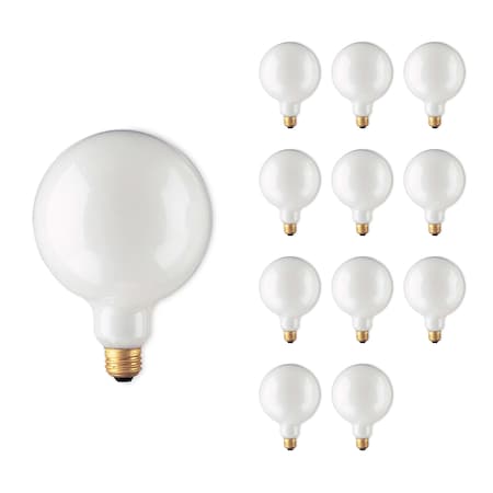 Bulbrite Pack of 12 Incandescent G40 Medium Screw Base E26 Light Bulb, 60 Watt, White, 12PK 861046