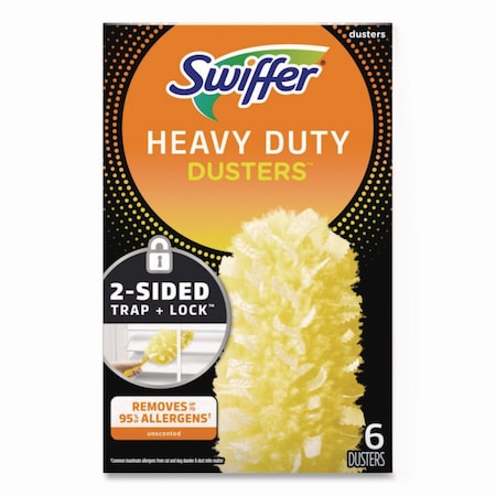 Swiffer Heavy Duty Dusters Refill, Dust Lock Fiber, Yellow, PK6 21620BX