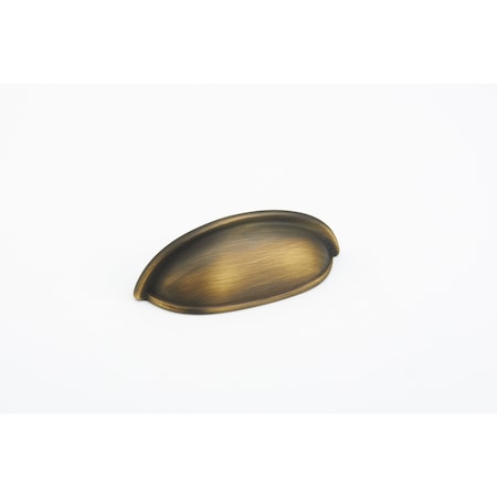 Schaub 3-3/4in Overall; 3in Center to Center Traditional Cup Pull Antique Light Brass Finish 730-ALB
