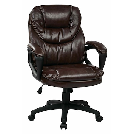 Office Star Products FL Series Faux Leather Manager Chair, Chocolate FL660-u2