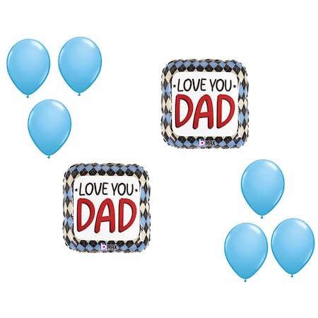 Loonballoon LOONBALLON Father's Day Theme Balloon Set, Standard Dad Love You Argyle Balloon 87128