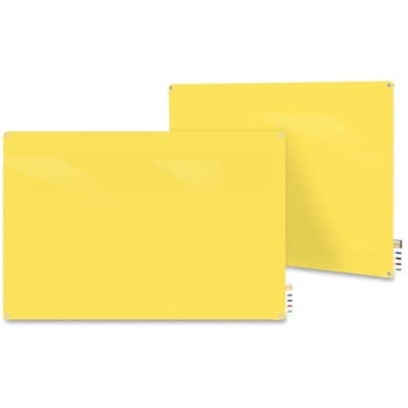 Ghent Dry Erase Board, Glass, 48 in, 72 in, No Frame Frame, Yellow, Gloss HMYRM46YW
