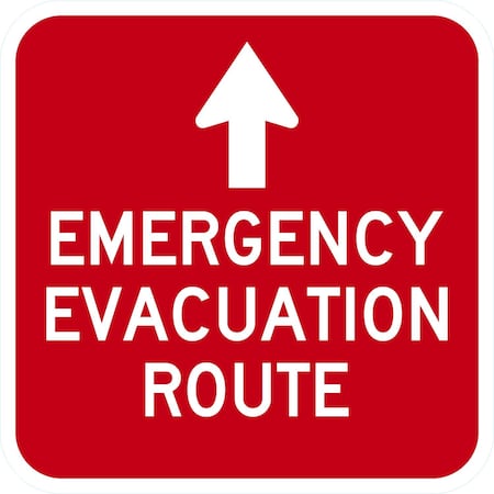 Lyle Emergency Evacuation Route With Ahead Arrow, 12x12, Diamond Grade, Red G-2198-DG_12x12