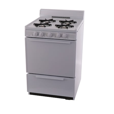 Premier Gas Range, Battery Ignition, Four 9100 BTU Burners, 24 inW x 40 inH x 26 inD, 2.42 cu. Ft., White 805739