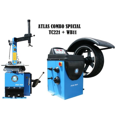 Atlas Automotive Equipment Tc221 Rim Clamp Tire Changer + Wb11 Wheel Balancer Combo Package TCWB-COMBOEC-FPD