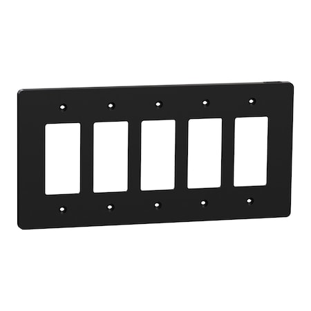Square D Cover Frame, X Series, 5 Gangs, Black, Number of Gangs: 5 Plastic, Matte Finish, Black SQWS141005BK