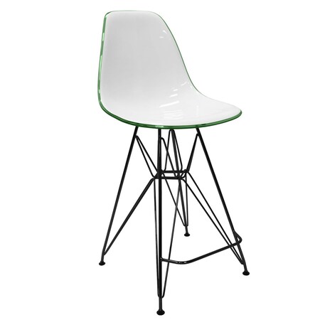 Leisuremod Cresco Acrylic Barstool - Modern ABS Plastic Counter Stool with Steel Legs & Footrest CRBL-30WG