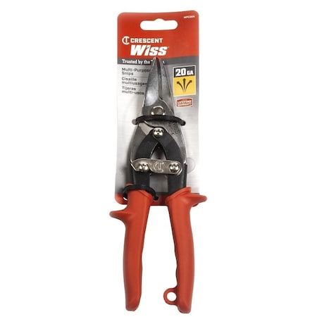 Crescent Wiss MPC3N Utility Snip, 9 in OAL, Straight Cut, Molybdenum Steel Blade, Non-Slip Grip Handle, Red Handle MPC3N-06
