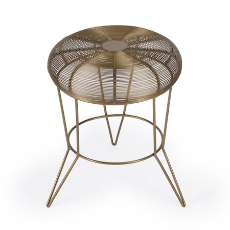 Homeroots 18" Antique Gold Iron Round End Table 488933