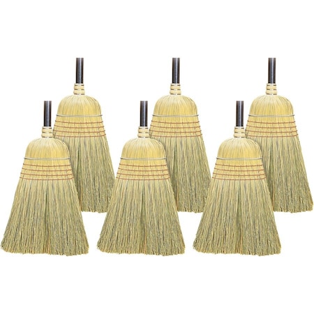 Genuine Joe Warehouse Broom - 38 Lacquered Wood Handle - Corn Fiber Bristles, 6PK GJO12001CT