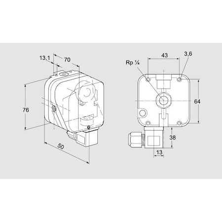 Honeywell Kromschroder Gas Pressure Switch - Adjustable, DG Series, 0.4–500 mbar KS84447444