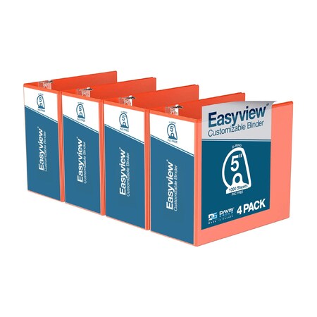 Davis Group Easyview Premium, Angle D Ring, Customizable, View Binder, (Orange, 5"), PK4 8407-19-04