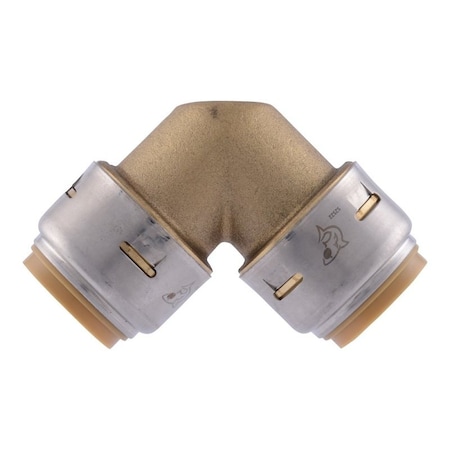 Sharkbite Max Pipe Elbow, 3/4 in Push-to-Connect, 90 deg Angle, DZR Brass, 250 psi Pressure UR256A4